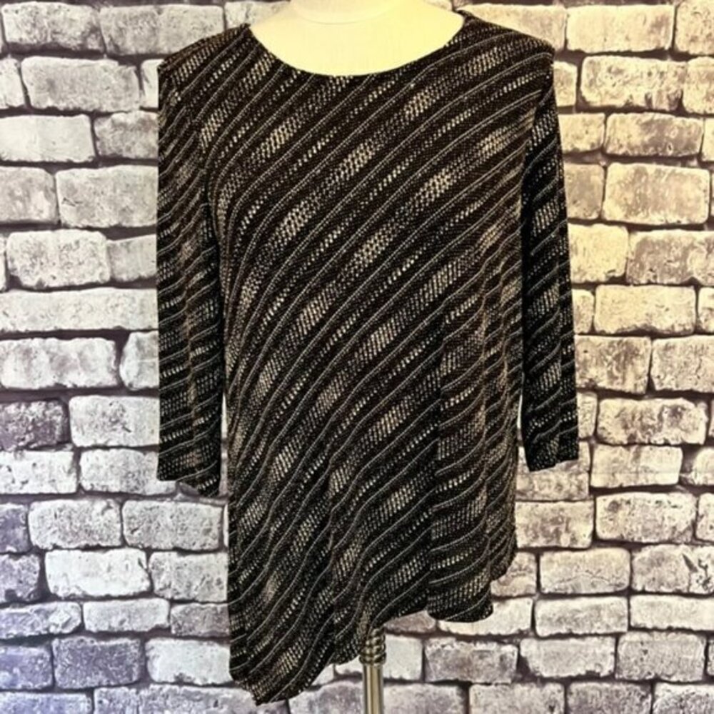 JM Collection NWT Scoop Neck 3/4 Sleeve Blouse Size PL